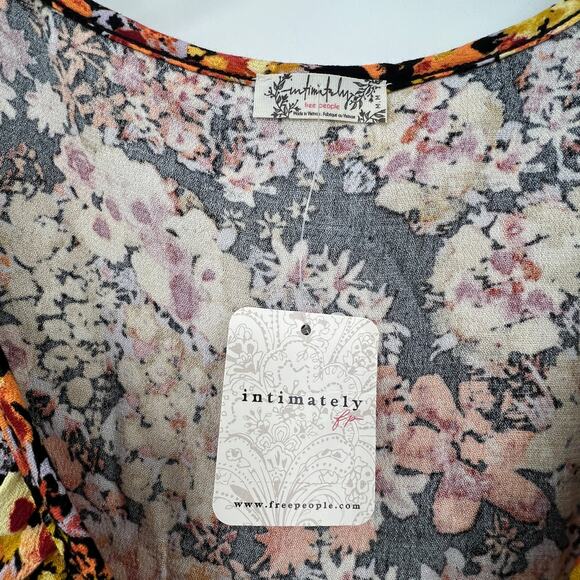 New Free People Orange Gold Floral Viscose Lace‎ Bodysuite Med - Picture 3 of 7